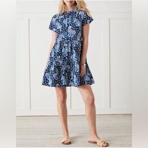 Anthropologie Printfresh Gracie Navy and White Tiger Print Dress